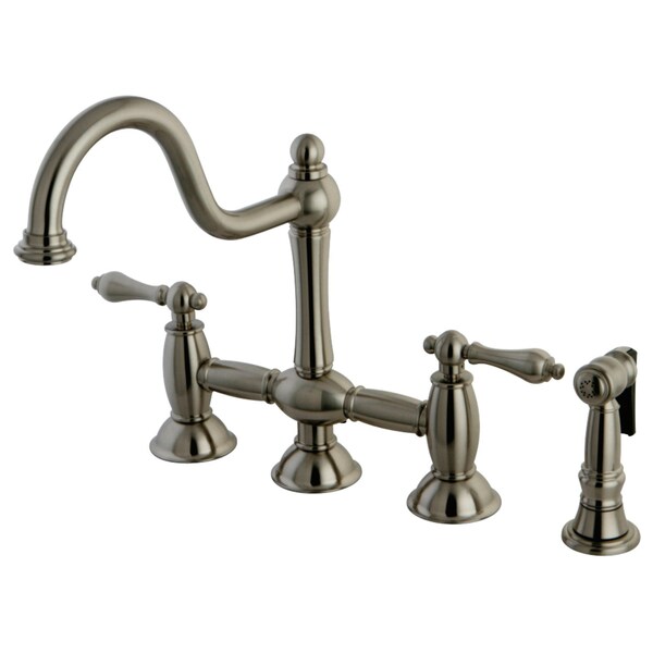 KS3798ALBS Restoration Bridge Kitchen Faucet W/ Brass Sprayer, Nickel